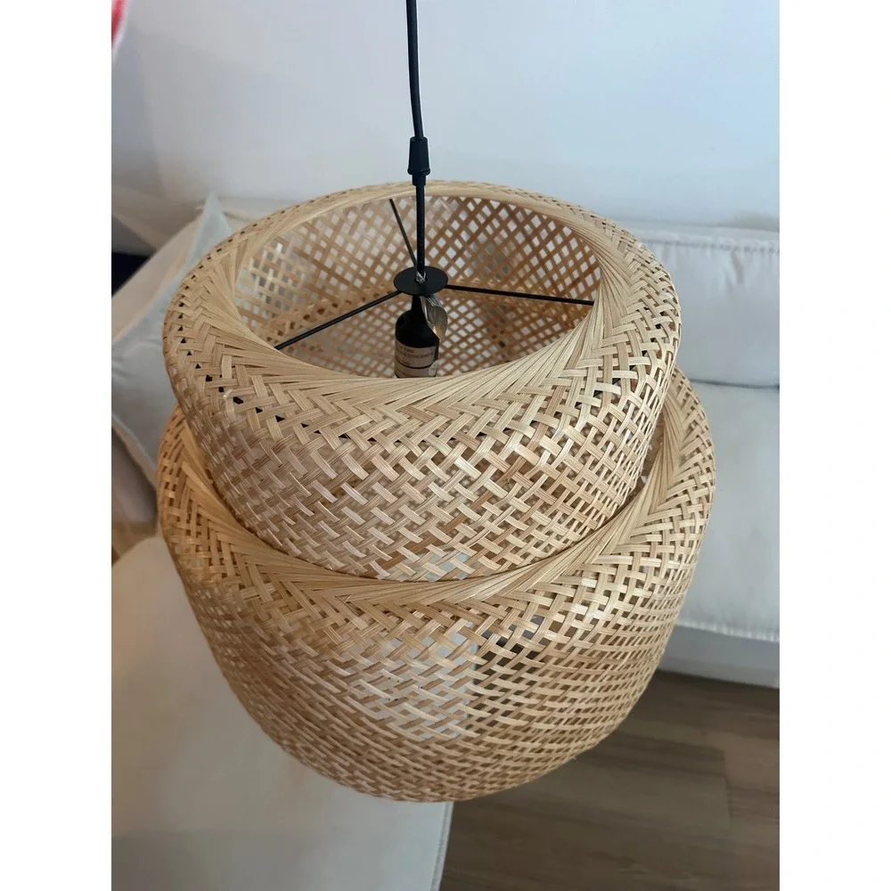 IKEA Sinnerlig Pendant Lamp Bamboo Woven Lattice Ilse Crawford Natural Large